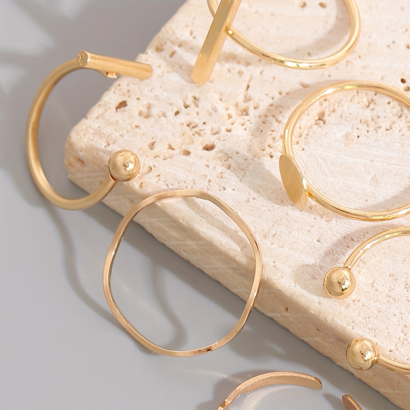 6-Piece Zinc Alloy Ring Set for Women Stackable Minimalist Collection